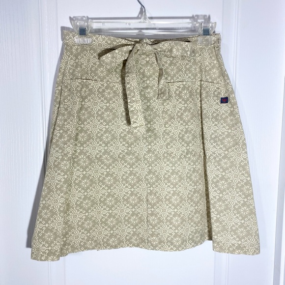 Vintage 90s Roxy Tan & Cream A-Line Wrap Skirt, Cotton - Picture 1 of 7